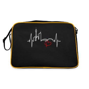 Sydney Skyline Herzschlag Australien Fan Puls Herz - Retro Tasche - Schwarz/Gold - Hinten