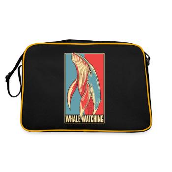 Whale Portrait Blue Beluga Cachalot Cetacea Whale - Retro Bag - black/gold - Back