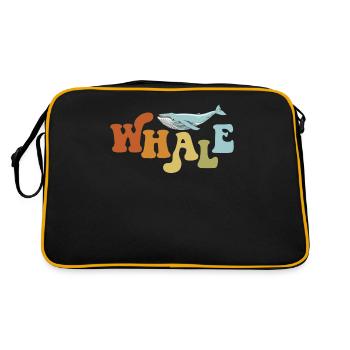 Retro Blauer Beluga, Cetacea, Cachalot, Watcher, Wal - Retro Tasche - Schwarz/Gold - Hinten