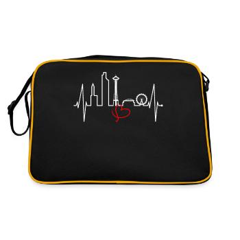 Seattle Skyline Heartbeat USA Fan Heart Pulse Love - Sac Retro - noir/or - Dos