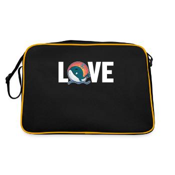 Love Blue Beluga Cachalot Cetacea Watcher Wal - Retro Tasche - Schwarz/Gold - Hinten