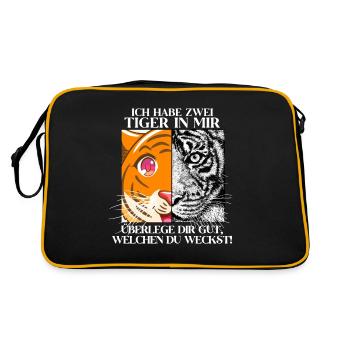 Deux tigres en moi chat sauvage gros félin sibérien - Sac Retro - noir/or - Dos