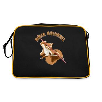Ninja Squirrel Squirrel Fuchshörnchen Eichhörnchen - Retro Tasche - Schwarz/Gold - Hinten