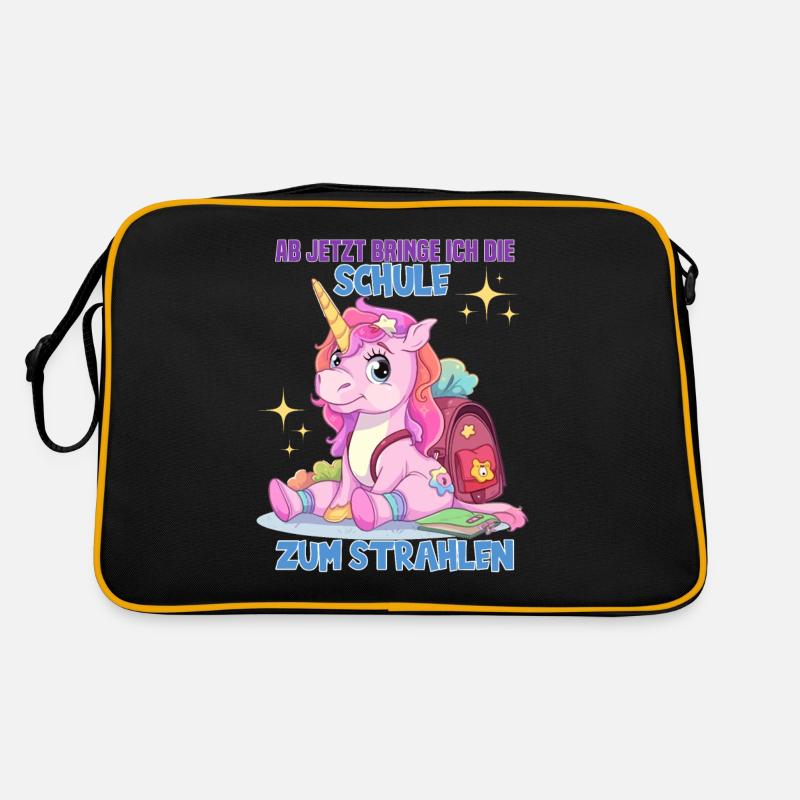 Schulkind Mädchen Einhorn Zur Einschulung Retro Tasche