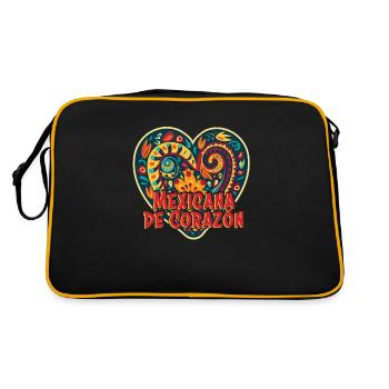 Mexiko Strandurlaub am Meer Design Strandmotiv - Retro Tasche - Schwarz/Gold - Hinten