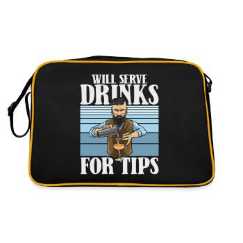Will Serve Drinks For Tips Mixologist Barman - Retro Bag - black/gold - Back
