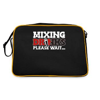 Mixing Drinks Please Wait Barmann Bartender - Retro Tasche - Schwarz/Gold - Hinten