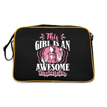 This Girl Is An Awesome Bartender Bartender Barmaid - Retro Bag - black/gold - Back