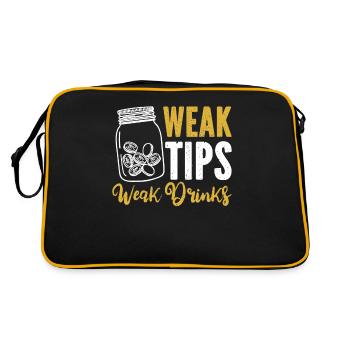 Weak Tips Weak Drinks Barmann Bartender - Retro Tasche - Schwarz/Gold - Hinten
