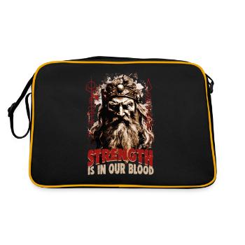 Strength is in our blood Wikinger Kultur - Retro Tasche - Schwarz/Gold - Hinten