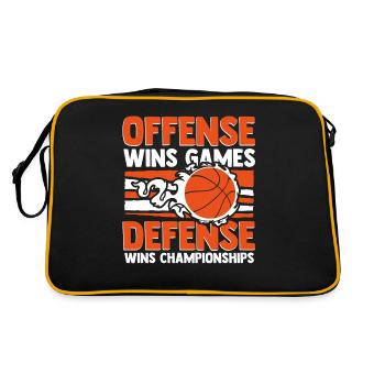 Offense Wins Games Defense Wins Championships - Retro Tasche - Schwarz/Gold - Hinten