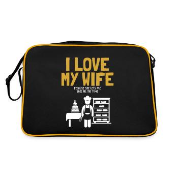 J’aime ma femme Pâtisserie Confiseur Hobby Boulanger - Sac Retro - noir/or - Dos