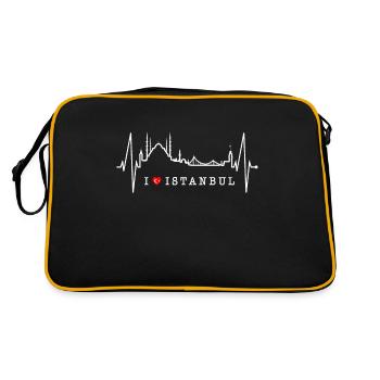 Istanbul Skyline Heartbeat Turkey I Love Türkiye - Retro Bag - black/gold - Back