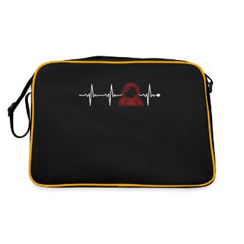 Astronaut Heartbeat Taikonaut Kosmonaut - Retro Tasche - Schwarz/Gold - Hinten