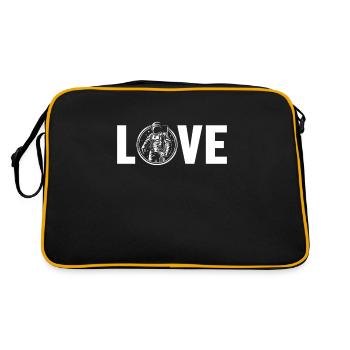 Astronaut Love Taikonaut Kosmonaut Raumschiff - Retro Tasche - Schwarz/Gold - Hinten