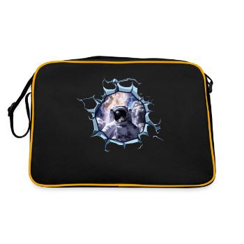 Taikonaut Kosmonaut Raumschiff Raumfahrer - Retro Tasche - Schwarz/Gold - Hinten