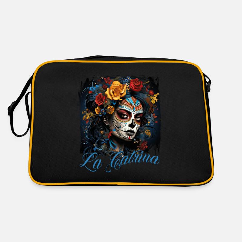 La Catrina Cooles Dia De Los Muertos Design Retro Tasche