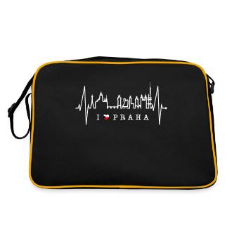 Prague Skyline Heartbeat Czech Republic Heart Love Praha - Retro Bag - black/gold - Back