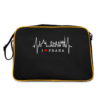 Prague Skyline Heartbeat Czech Republic Heart Love Praha - Retro Bag - black/gold - Back