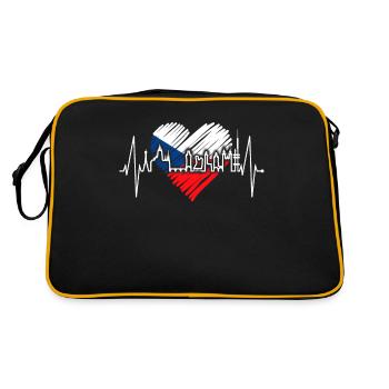 Prague Skyline Heartbeat Czech Republic Heart Love Praha - Retro Bag - black/gold - Back