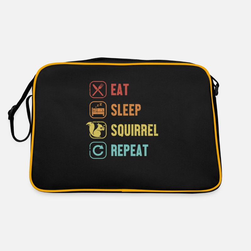 Eat Sleep Squirrel Repeat Squirrel Grauhörnchen Retro Tasche