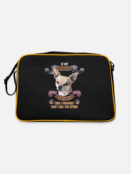 Hunde Spruch Chihuahua Design für Hundeliebhaber - Retro Tasche - Schwarz/Gold