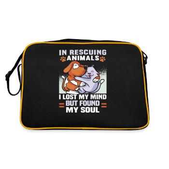 Hunderettungs Designs Für Tierrechtsaktivisten - Retro Tasche - Schwarz/Gold - Hinten