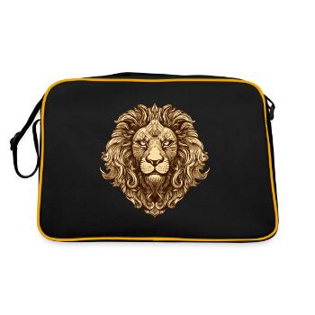 Lion, Head, Animal - Retro Bag - black/gold - Back