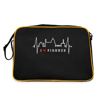 Florenz Skyline Italien Herzschlag I Love Firenze - Retro Tasche - Schwarz/Gold - Hinten
