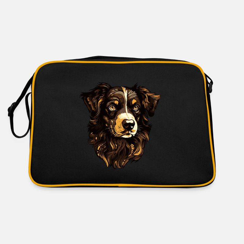 Border Collie Hund Kopf Tier Retro Tasche