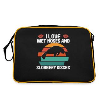 Cold Nose Warm Heart Manatee mollige Seekuh - Retro Tasche - Schwarz/Gold - Hinten