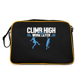 Climb High First Work Later Speedklettern Kraxler - Retro Tasche - Schwarz/Gold - Hinten