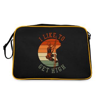 I Like To Get High Alpinklettern Sportklettern - Retro Tasche - Schwarz/Gold - Hinten