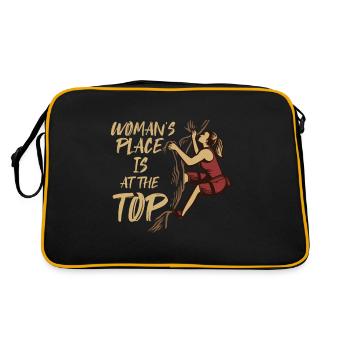 Womans Place is at the Top Bouldern Speedklettern - Retro Tasche - Schwarz/Gold - Hinten