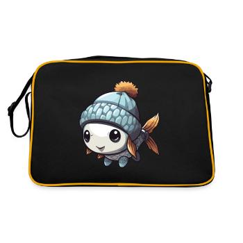 Fisch Winter Comic - Retro Tasche - Schwarz/Gold - Hinten