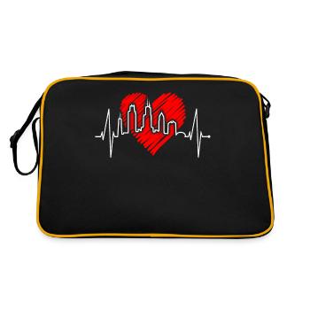 Chicago Skyline Heartbeat USA Heart I Love Chicago - Sac Retro - noir/or - Dos