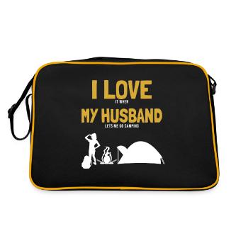 I love my Husband Camping Campsite Tents - Retro Bag - black/gold - Back
