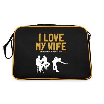I love my Wife Pool Billiards Snooker - Retro Bag - black/gold - Back