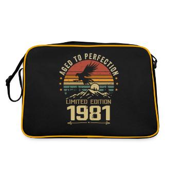 1981 Original Vintage Retro 1981 Jubiläum - Retro Tasche - Schwarz/Gold - Hinten