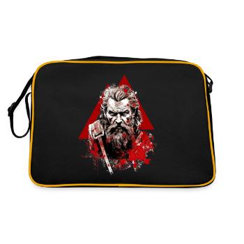 Viking Blood Odin Und Raben Wikinger Kultur - Retro Tasche - Schwarz/Gold - Hinten