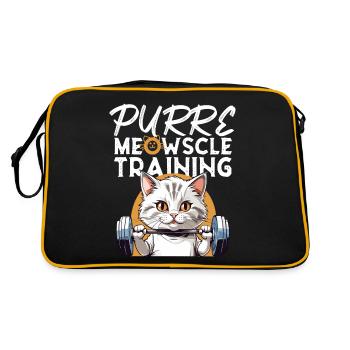 Cat Weight Training Fun "Purre Meowscle Training" - Retro Bag - black/gold - Back