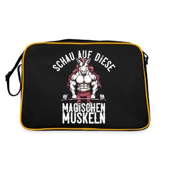 Einhorn Bodybuilder Magische Muskeln Design - Retro Tasche - Schwarz/Gold - Hinten