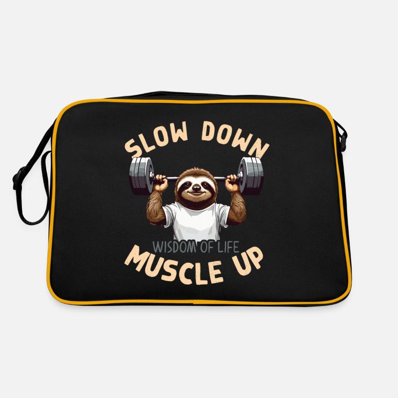 Motivationsfaultier Workout Bodybuilding Fun - Retro Tasche - Schwarz/Gold