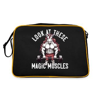 Magic Muscles Einhorn Powerlifting Fun - Retro Tasche - Schwarz/Gold - Hinten