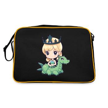 Prinzessin Drache Comic - Retro Tasche - Schwarz/Gold - Hinten