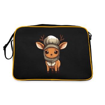 Reh Geweih Winter Tier Niedlich Comic - Retro Tasche - Schwarz/Gold - Hinten