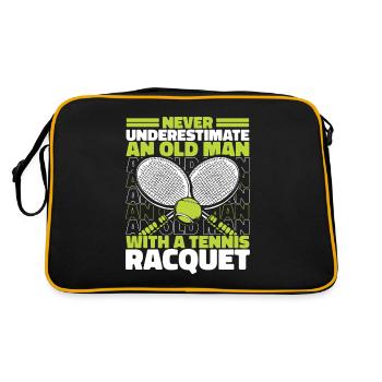Never Underestimate An Old Man With Tennis - Retro Bag - black/gold - Back