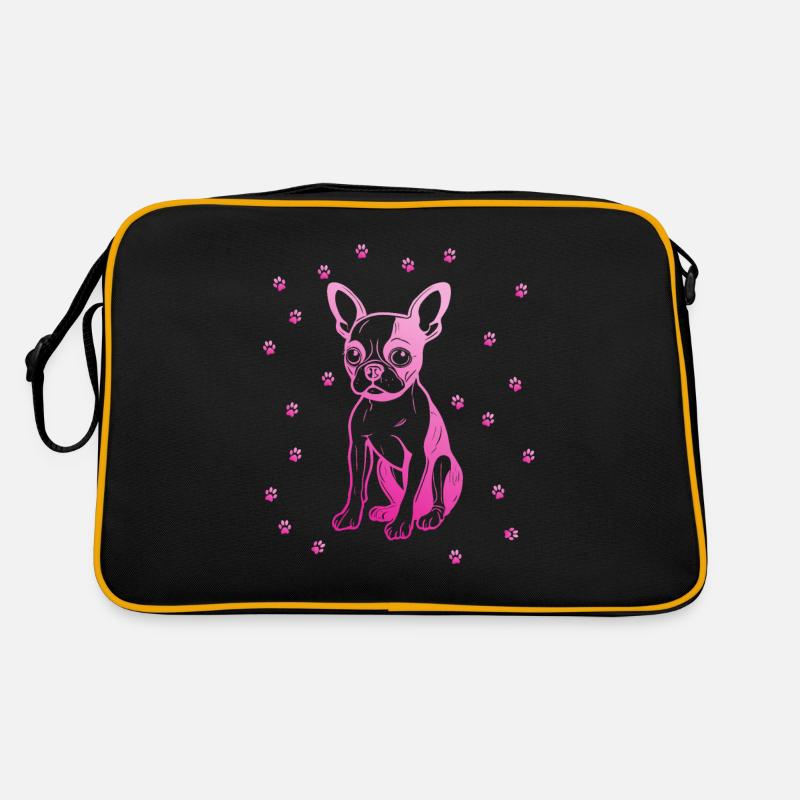 Boston Terrier mit kleinen Pfoten Retro Tasche