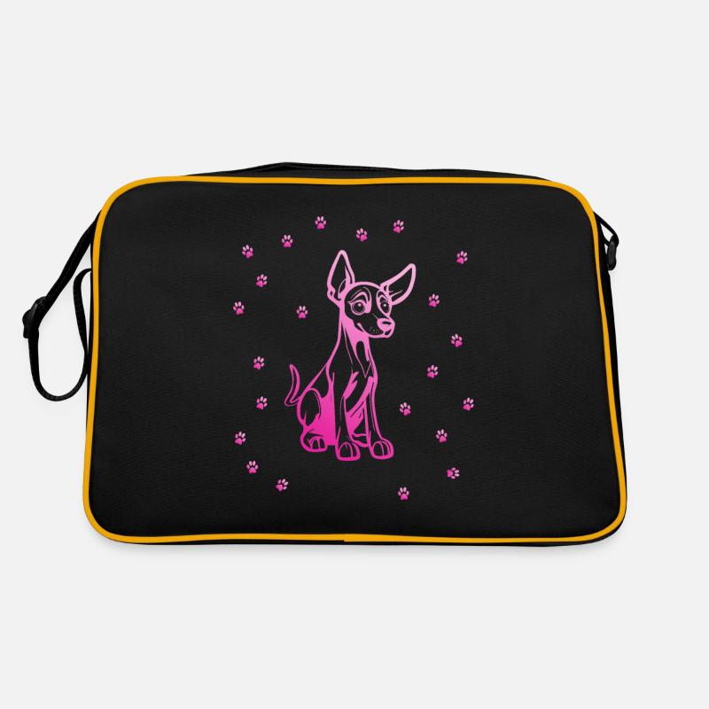 Dobermann Pinscher mit kleinen Pfoten Retro Tasche