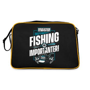 Education Is Important But Fishing Is Importanter - Retro Tasche - Schwarz/Gold - Hinten